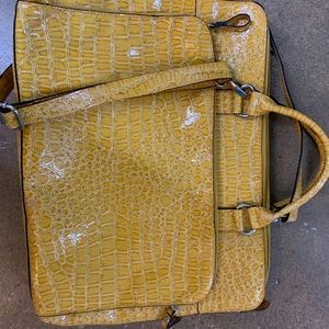 Faux croc harvest gold briefcase laptop purse